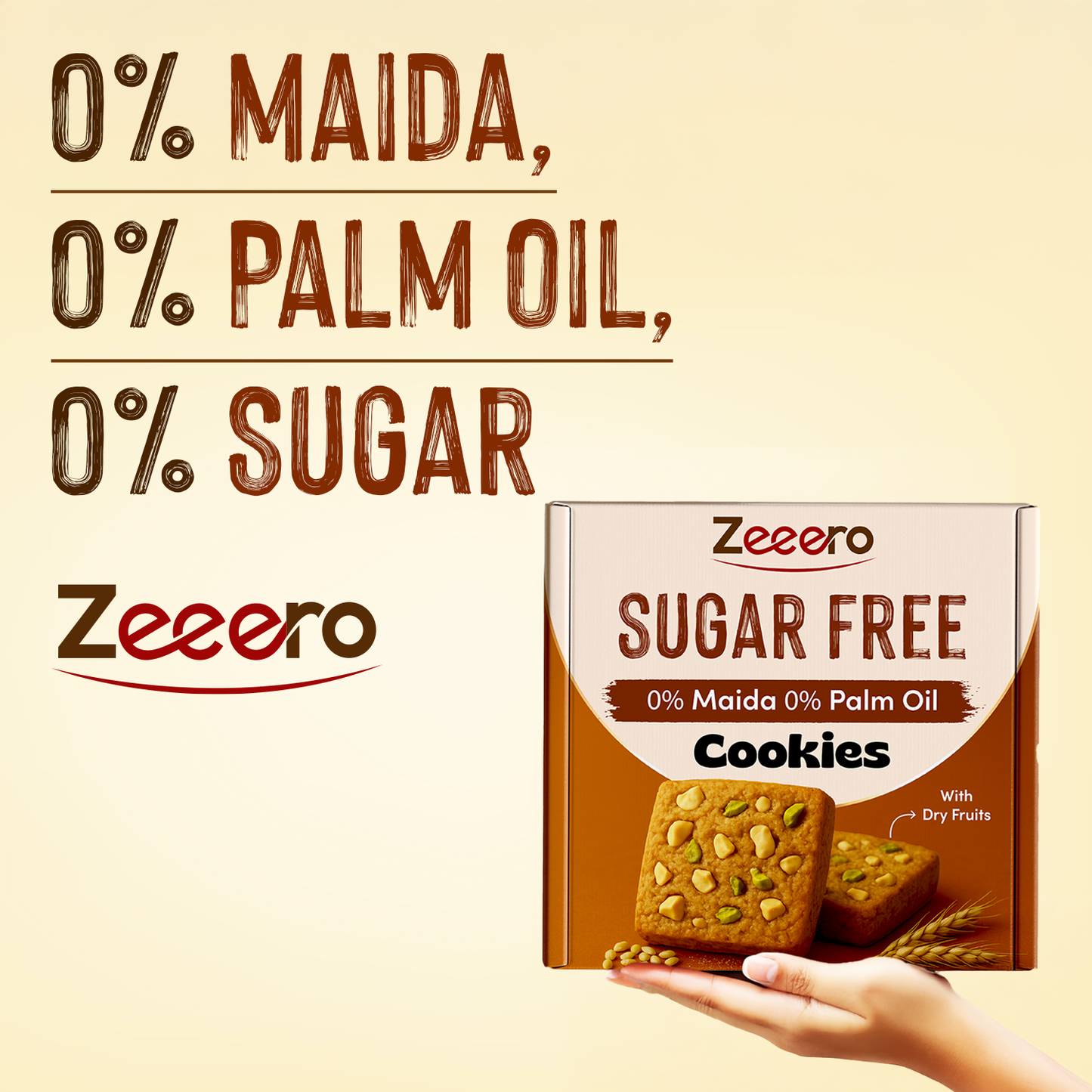 Zeeero Sugarfree Cookies with nuts & dried fruits | Sugarfree Biscuits, No maida, No palm Oil