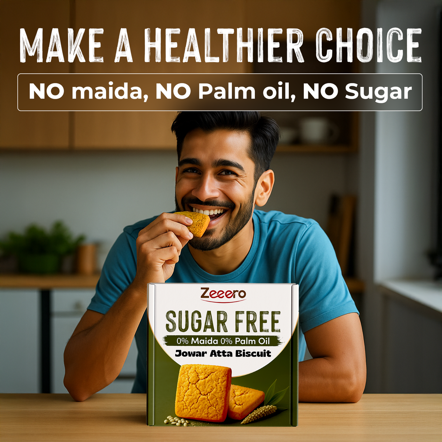 Zeeero Sugarfree Jowar Atta Biscuits | Sugarfree Cookies, No maida, No palm Oil