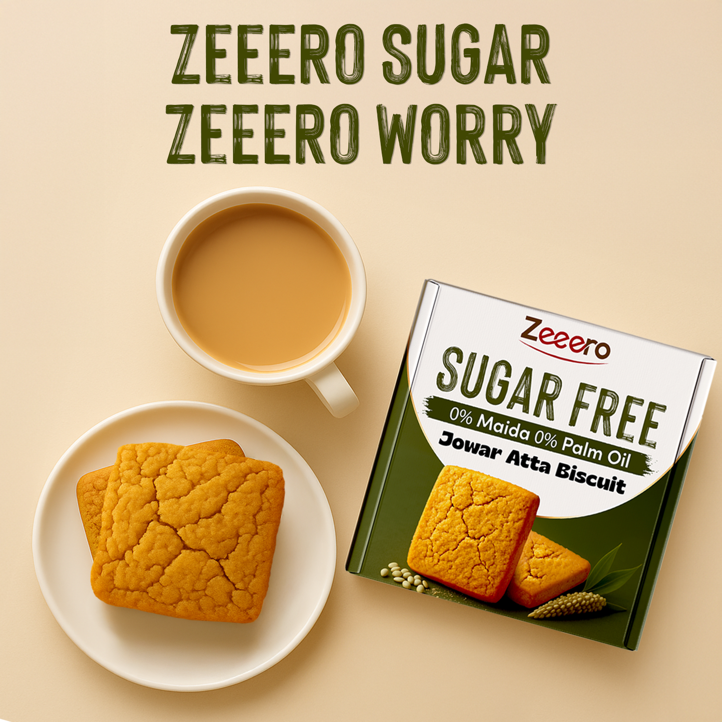 Zeeero Sugarfree Jowar Atta Biscuits | Sugarfree Cookies, No maida, No palm Oil