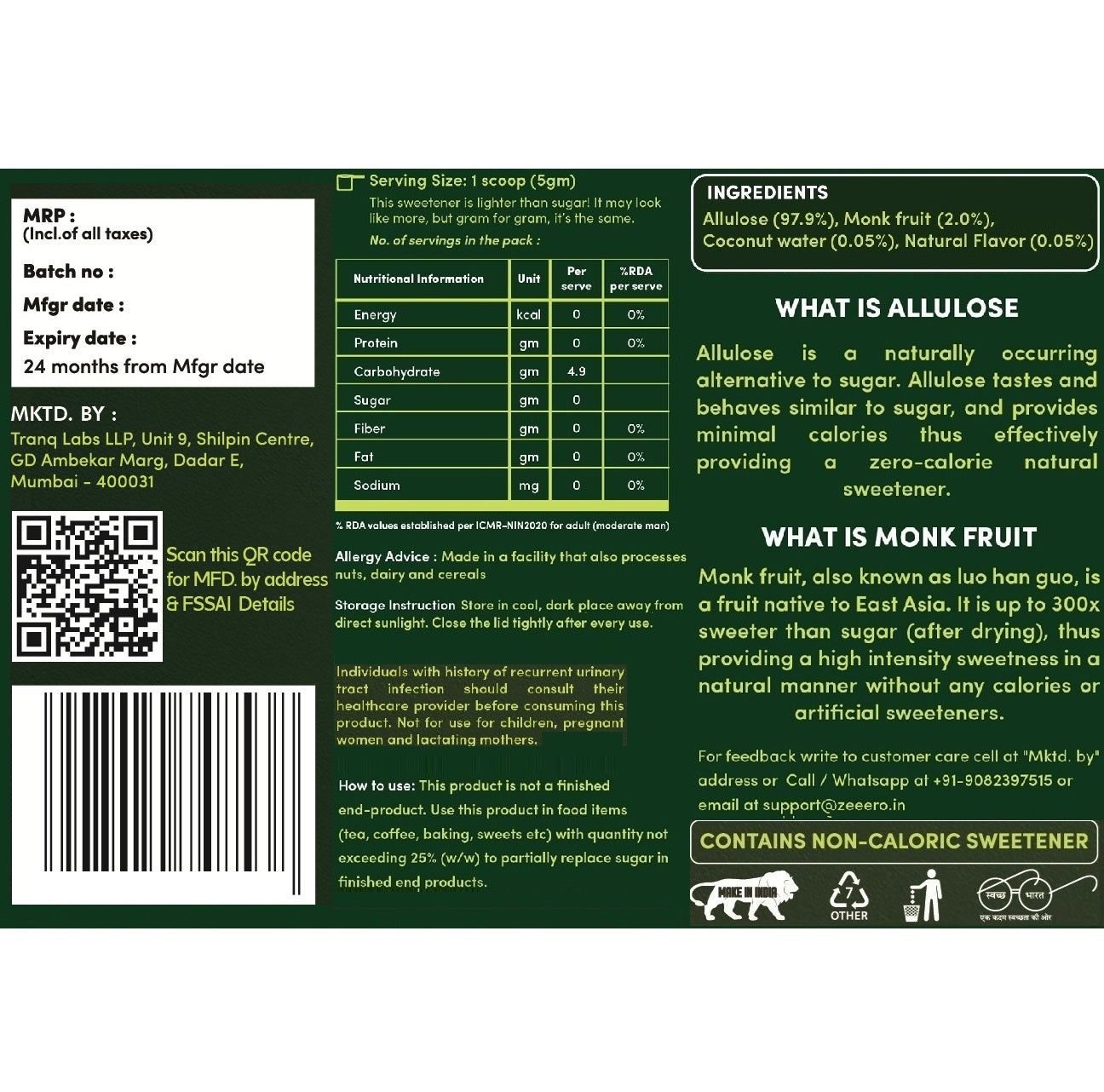 Zeeero Monk Fruit with Allulose