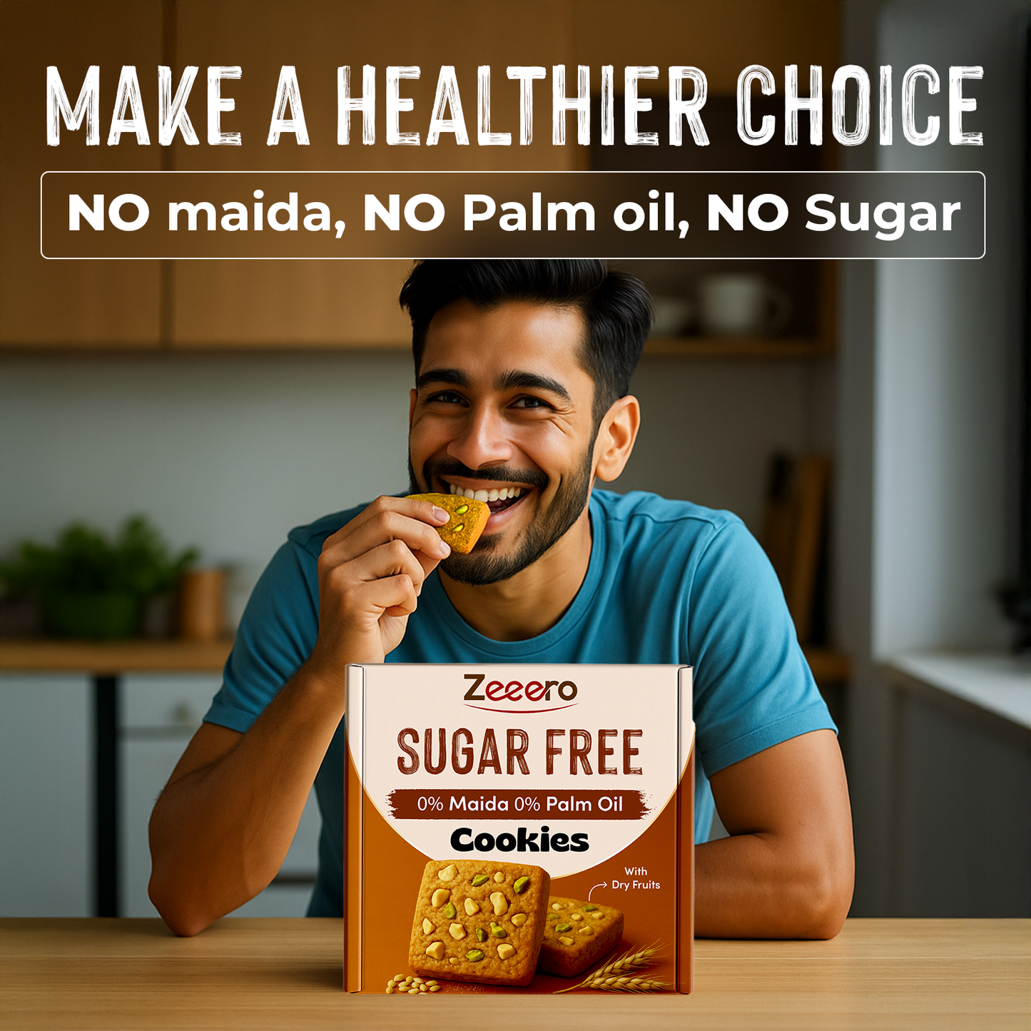 Zeeero Sugarfree Cookies with nuts & dried fruits | Sugarfree Biscuits, No maida, No palm Oil