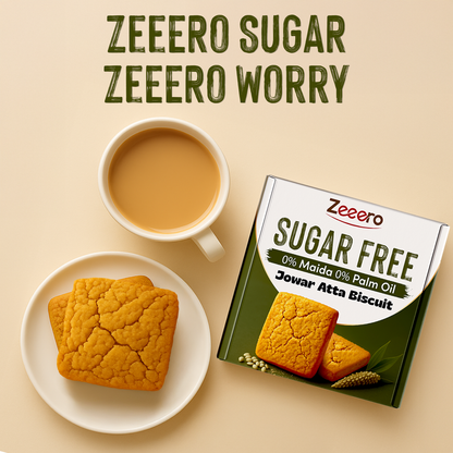Zeeero Sugarfree Jowar Atta Biscuits | Sugarfree Cookies, No maida, No palm Oil