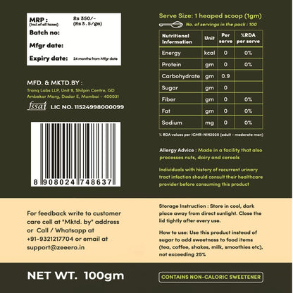 Zeeero 5X Monk Fruit Sweetener without erythritol