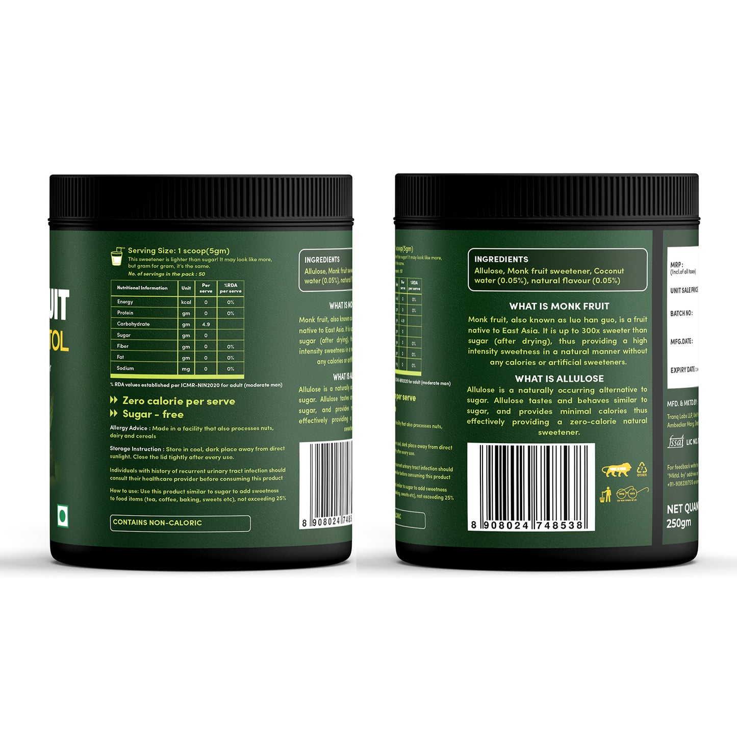 Zeeero Monk Fruit Sweetener without erythritol