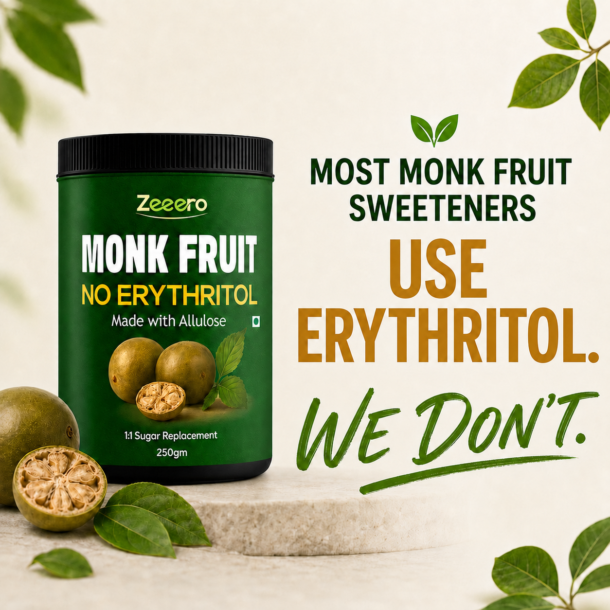 Zeeero Monk Fruit Sweetener without erythritol